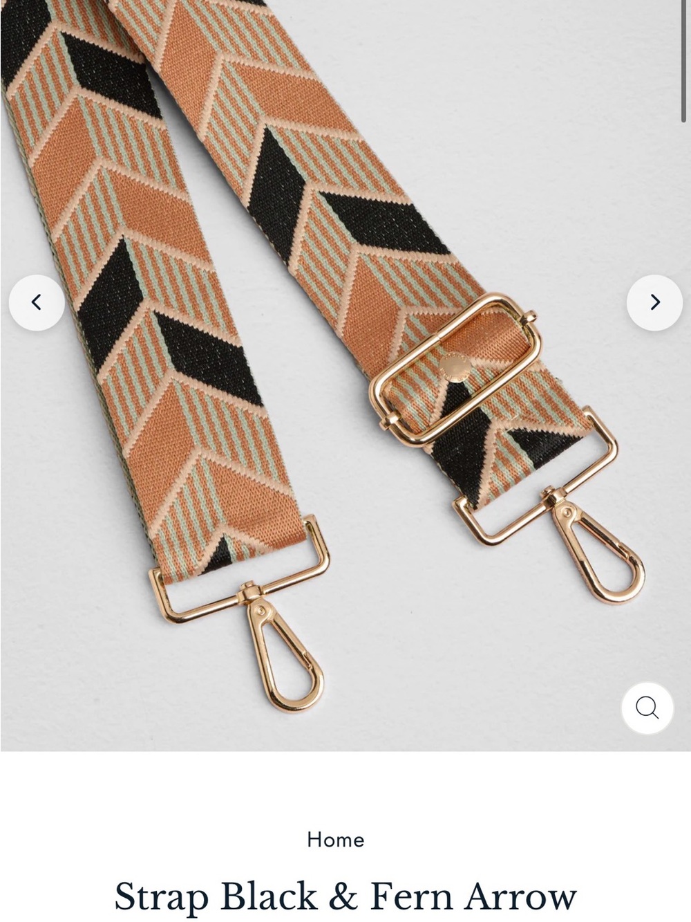 Pom Pom London Strap Black & Fern Arrow Adjustable Bag Strap - Black & Tan